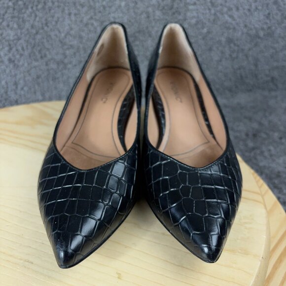 Vionic Josie Croc Kitten Heels Womens Size 7 Black Leather Pointed Toe Pump - Picture 2 of 9